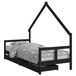 Barnesengeramme Med Skuffer Svart 80X200 Cm Heltre Furu