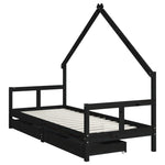 Barnesengeramme Med Skuffer Svart 80X200 Cm Heltre Furu