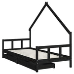 Barnesengeramme Med Skuffer Svart 90X200 Cm Heltre Furu