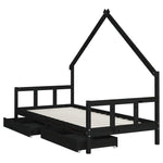 Barnesengeramme Med Skuffer Svart 90X200 Cm Heltre Furu