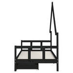 Barnesengeramme Med Skuffer Svart 90X200 Cm Heltre Furu