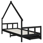 Barnesengeramme Med Skuffer Svart 90X200 Cm Heltre Furu