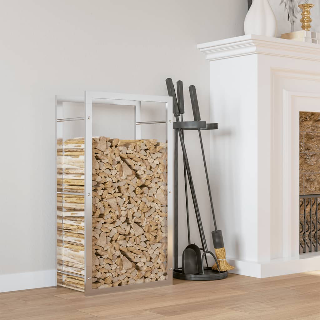 Vedstativ 50X28X94 Cm Rustfritt Stål