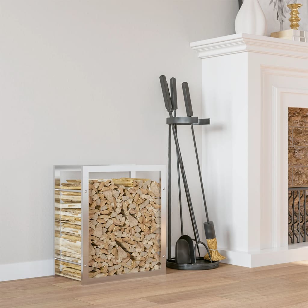 Vedstativ 80X28X86 Cm Rustfritt Stål