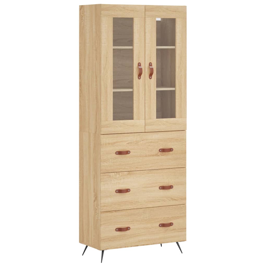 Highboard Sonoma Eik 69,5X34X180 Cm Konstruert Tre