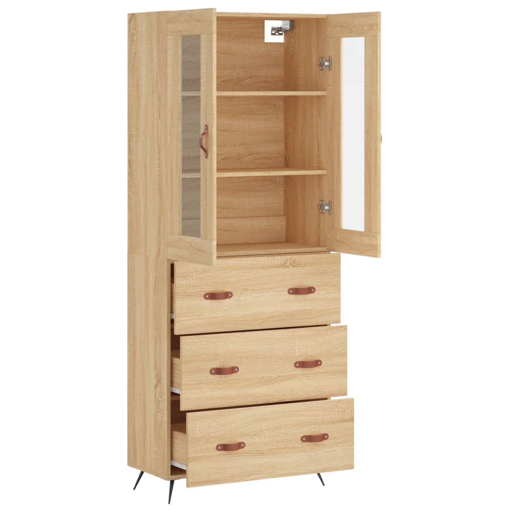 Highboard Sonoma Eik 69,5X34X180 Cm Konstruert Tre