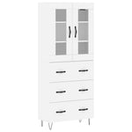 Highboard Hvit 69,5X34X180 Cm Konstruert Tre
