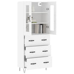 Highboard Hvit 69,5X34X180 Cm Konstruert Tre