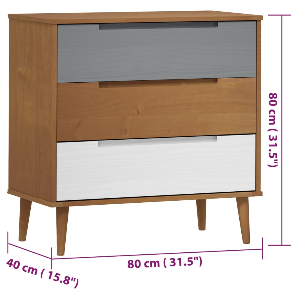 Kommode Molde Brun 80X40X80 Cm Heltre Furu