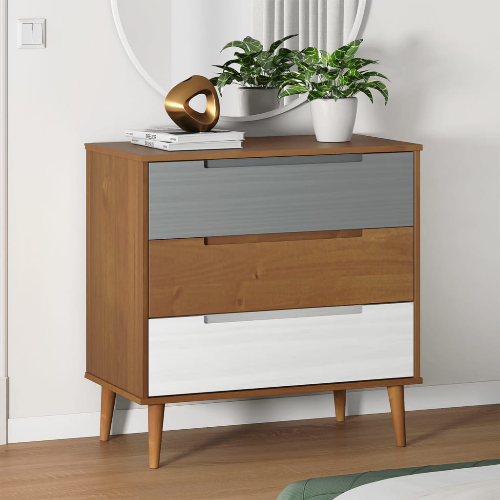 Kommode Molde Brun 80X40X80 Cm Heltre Furu