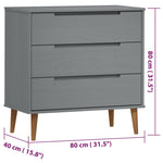 Kommode Molde Grå 80X40X80 Cm Heltre Furu