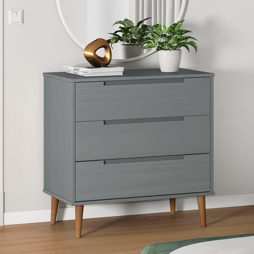 Kommode Molde Grå 80X40X80 Cm Heltre Furu