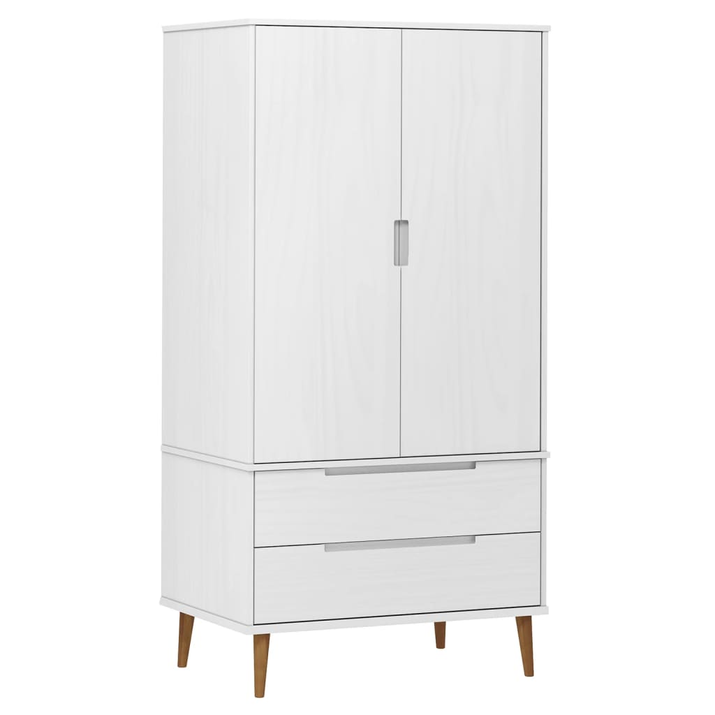 Garderobe Molde Hvit 90X55X175 Cm Heltre Furu