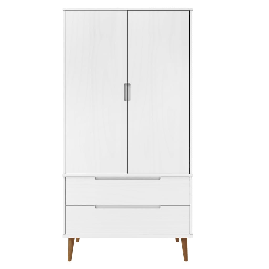 Garderobe Molde Hvit 90X55X175 Cm Heltre Furu