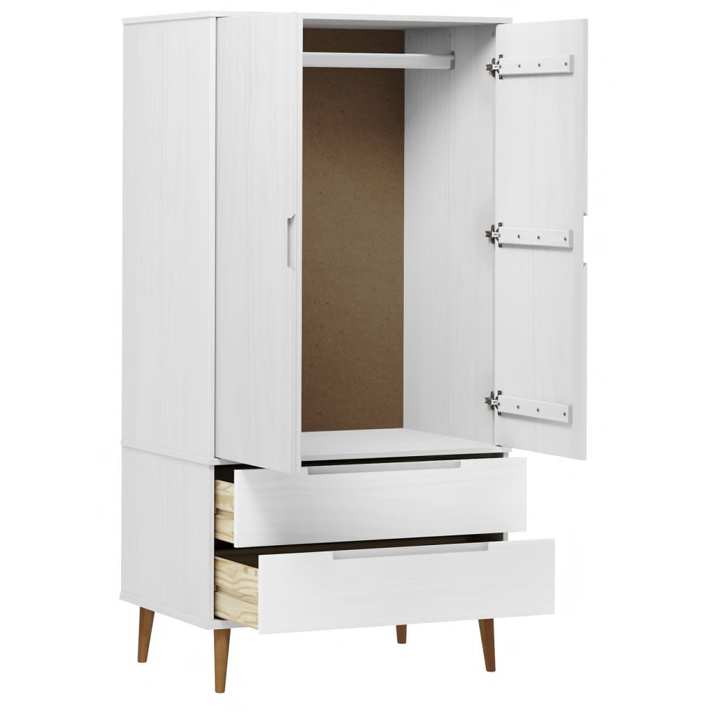 Garderobe Molde Hvit 90X55X175 Cm Heltre Furu
