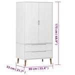 Garderobe Molde Hvit 90X55X175 Cm Heltre Furu