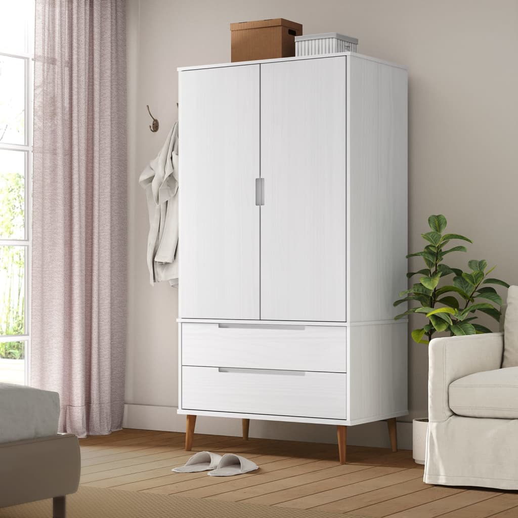 Garderobe Molde Hvit 90X55X175 Cm Heltre Furu