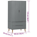Garderobe Molde Grå 90X55X175 Cm Heltre Furu