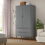 Garderobe Molde Grå 90X55X175 Cm Heltre Furu