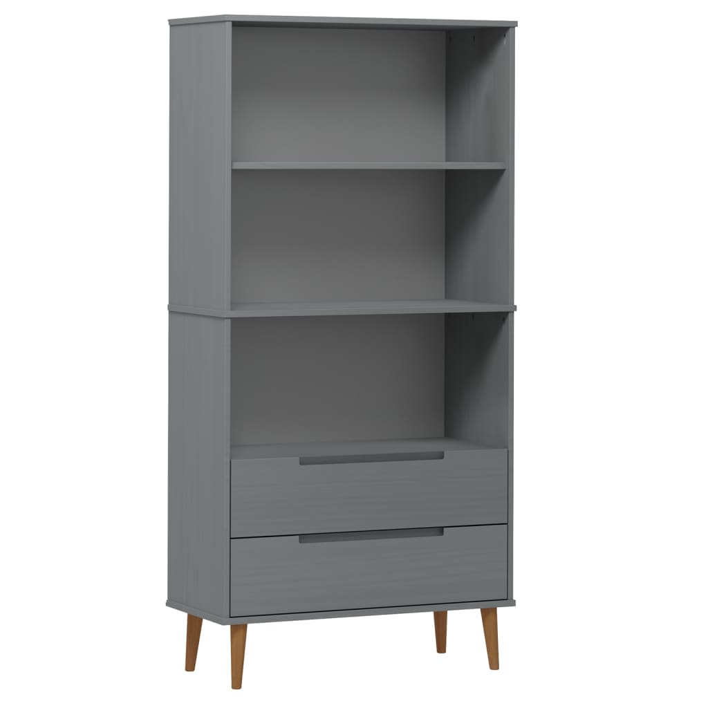 Bokhylle Molde Grå 85X35X170,5 Cm Heltre Furu