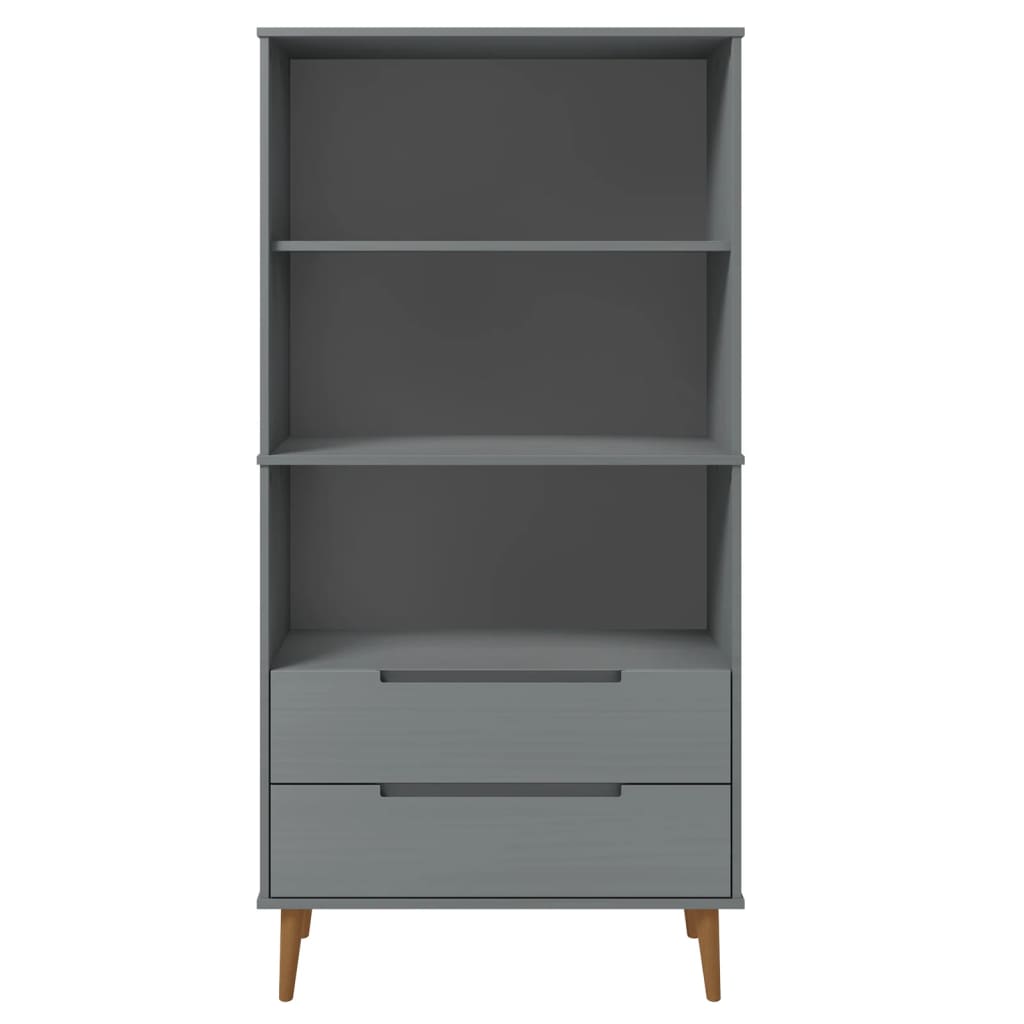 Bokhylle Molde Grå 85X35X170,5 Cm Heltre Furu
