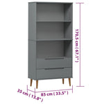 Bokhylle Molde Grå 85X35X170,5 Cm Heltre Furu