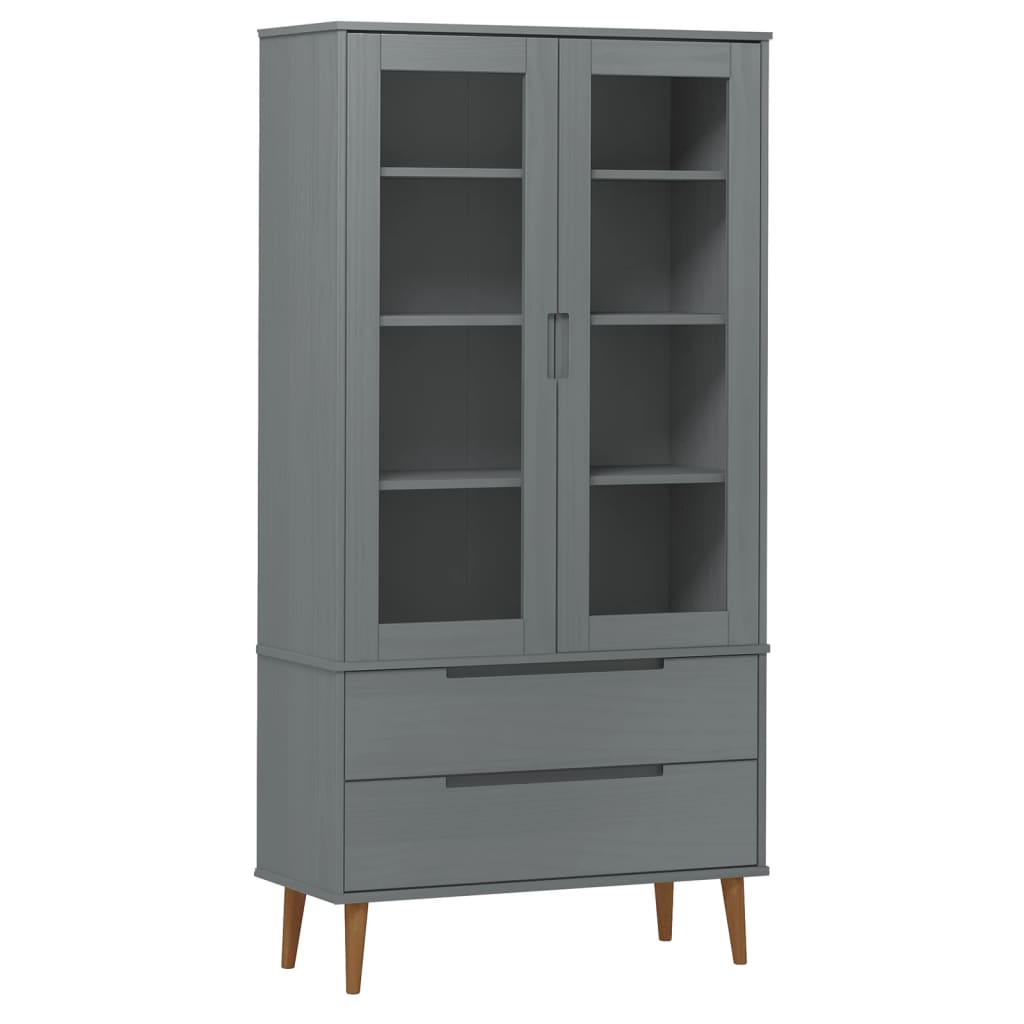 Vitrine Molde Grå 90X35X175 Cm Heltre Furu
