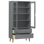 Vitrine Molde Grå 90X35X175 Cm Heltre Furu
