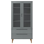 Vitrine Molde Grå 90X35X175 Cm Heltre Furu