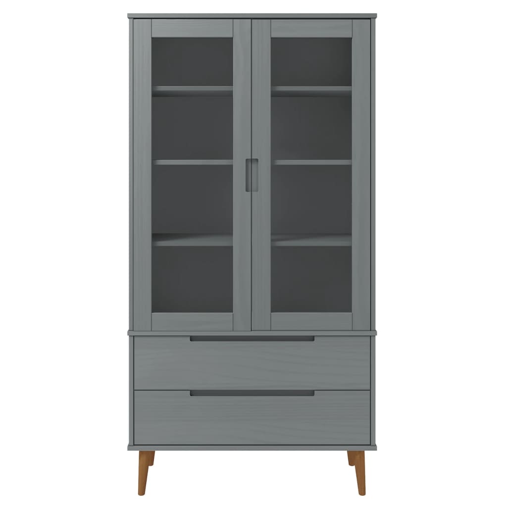 Vitrine Molde Grå 90X35X175 Cm Heltre Furu