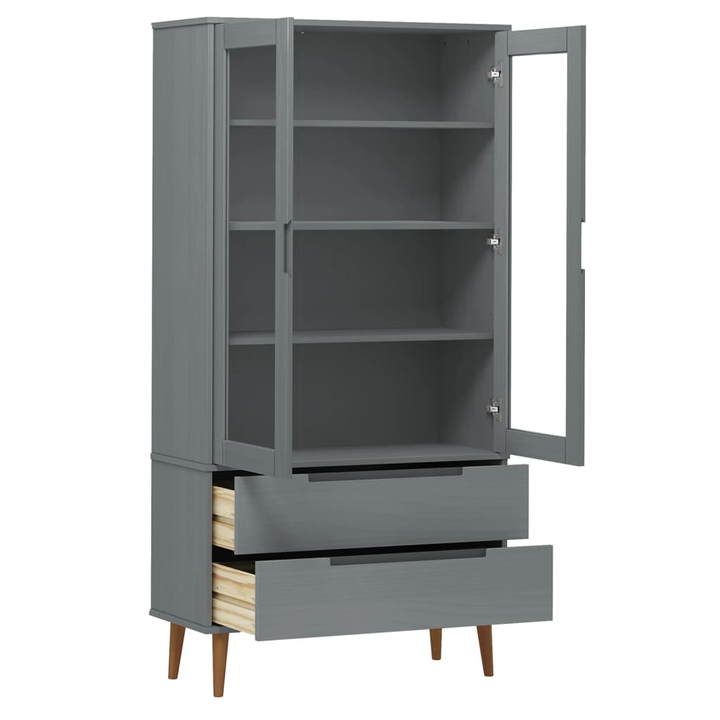 Vitrine Molde Grå 90X35X175 Cm Heltre Furu