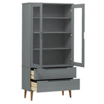 Vitrine Molde Grå 90X35X175 Cm Heltre Furu
