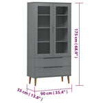 Vitrine Molde Grå 90X35X175 Cm Heltre Furu