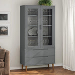 Vitrine Molde Grå 90X35X175 Cm Heltre Furu