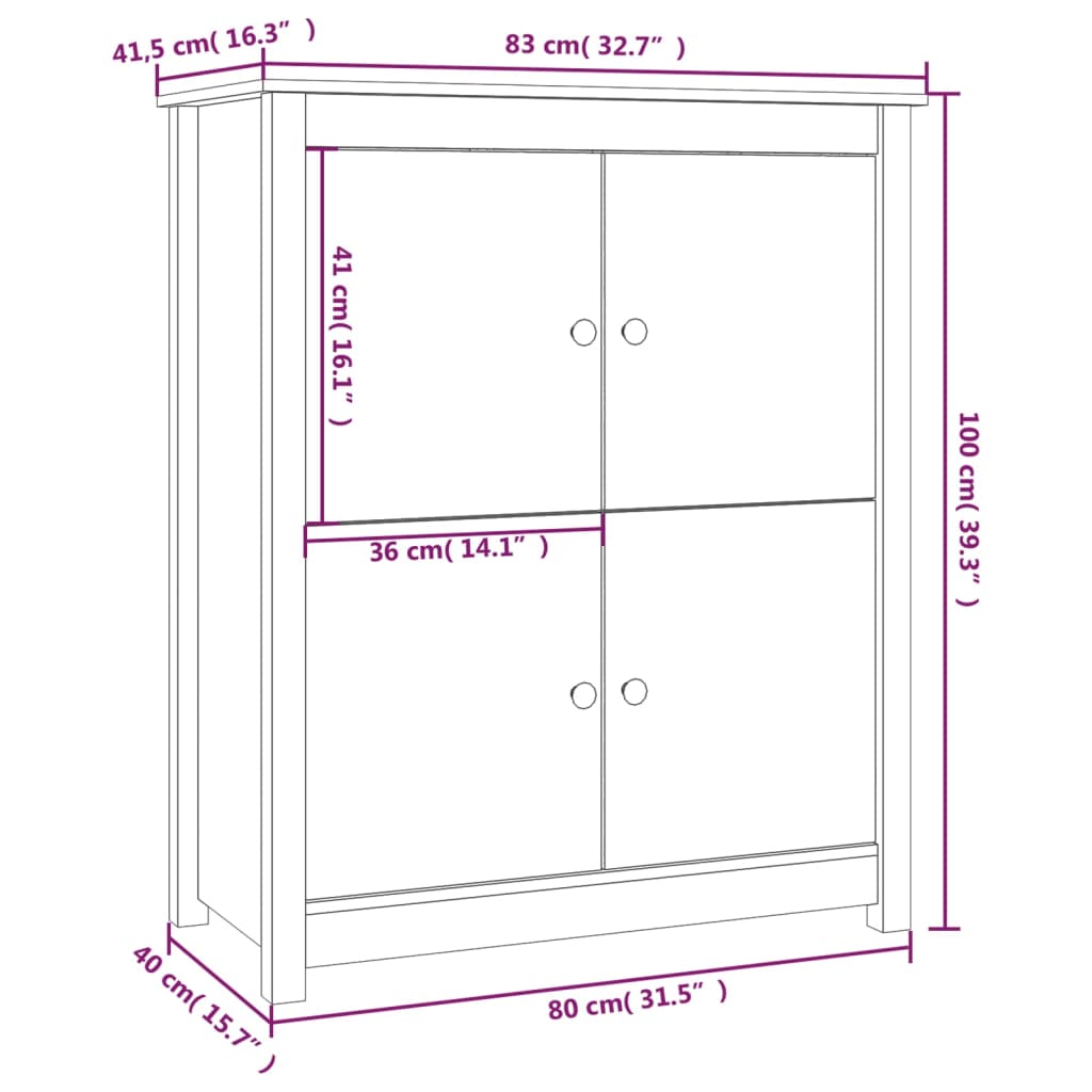 Skjenk 83X41,5X100 Cm Heltre Furu
