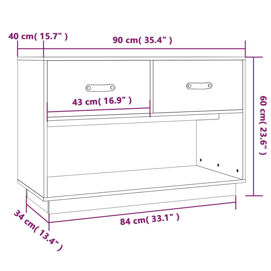 Tv-Benk Hvit 90X40X60 Cm Heltre Furu