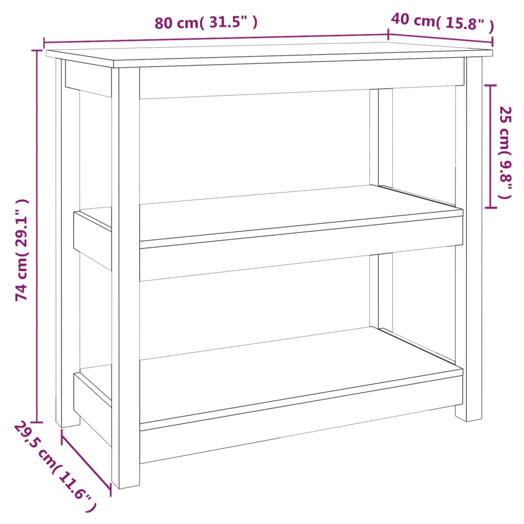 Konsollbord Hvit 80X40X74 Cm Heltre Furu