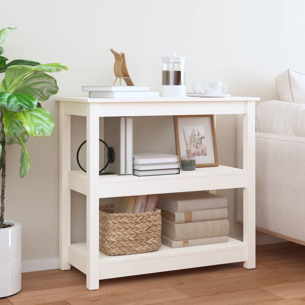 Konsollbord Hvit 80X40X74 Cm Heltre Furu