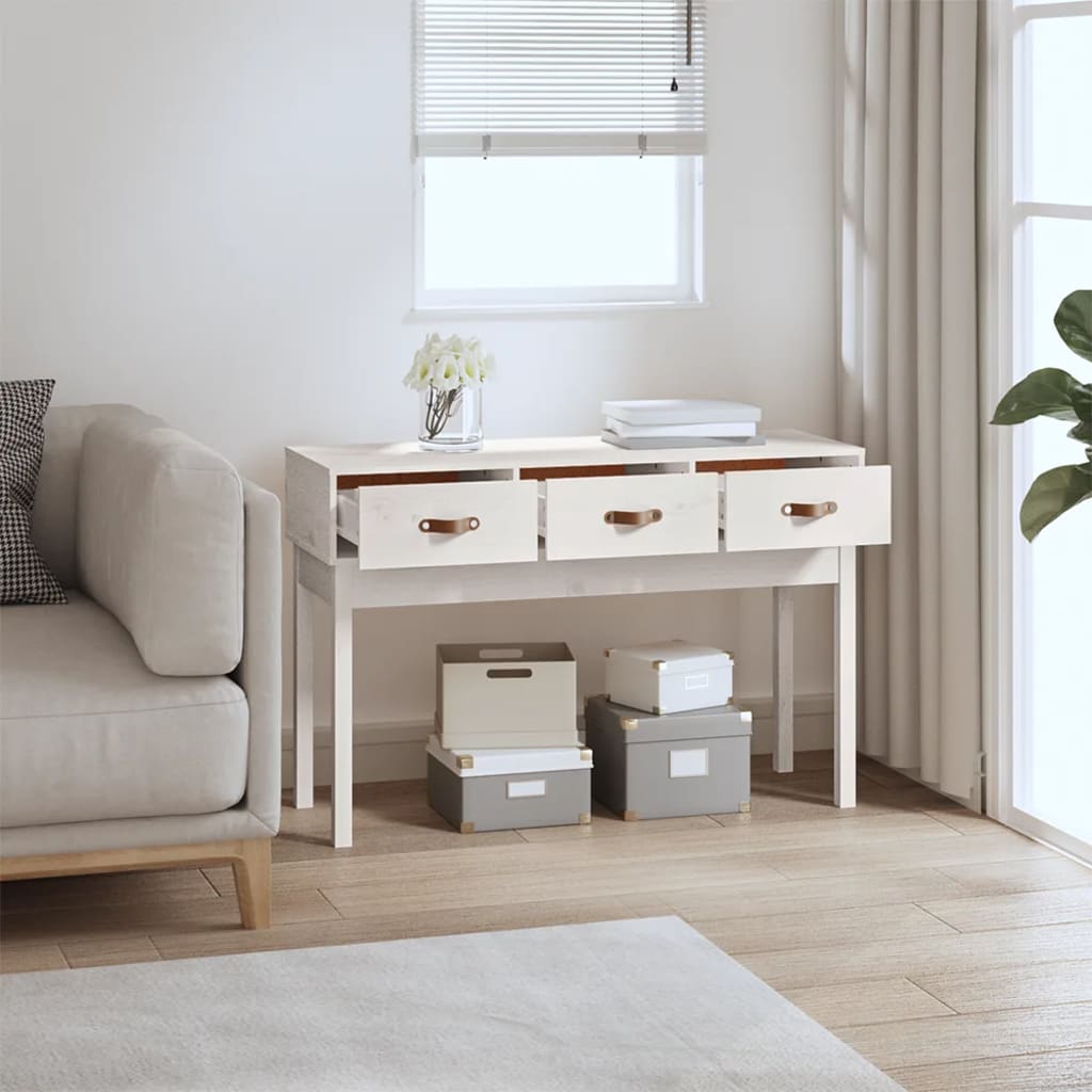 Konsollbord Hvit 114X40X75 Cm Heltre Furu