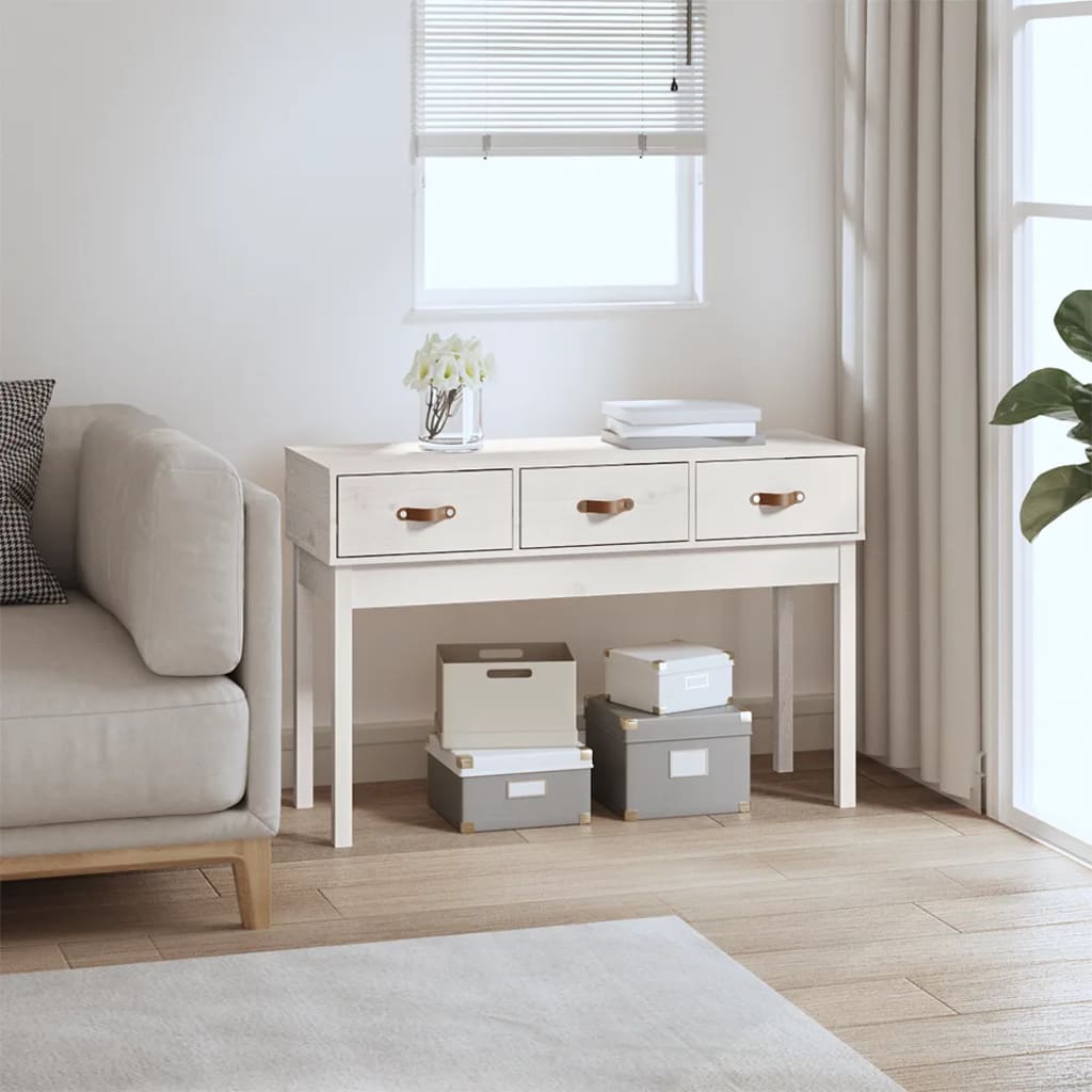 Konsollbord Hvit 114X40X75 Cm Heltre Furu