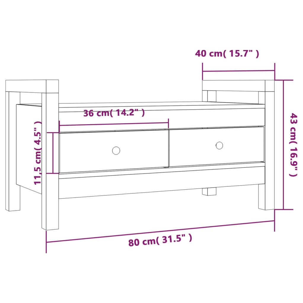 Gangbenk Honningbrun 80X40X43 Cm Heltre Furu