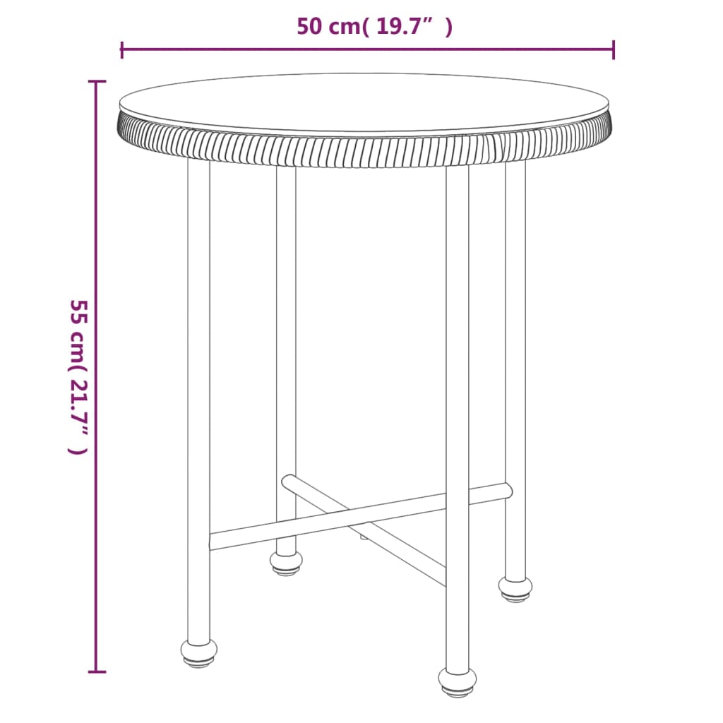 Spisebord Ø50 Cm  Herdet Glass Og Stål