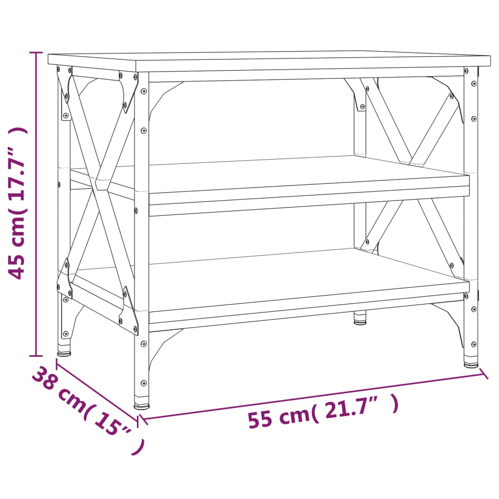 Sidebord Brun Eik 55X38X45 Cm Konstruert Tre