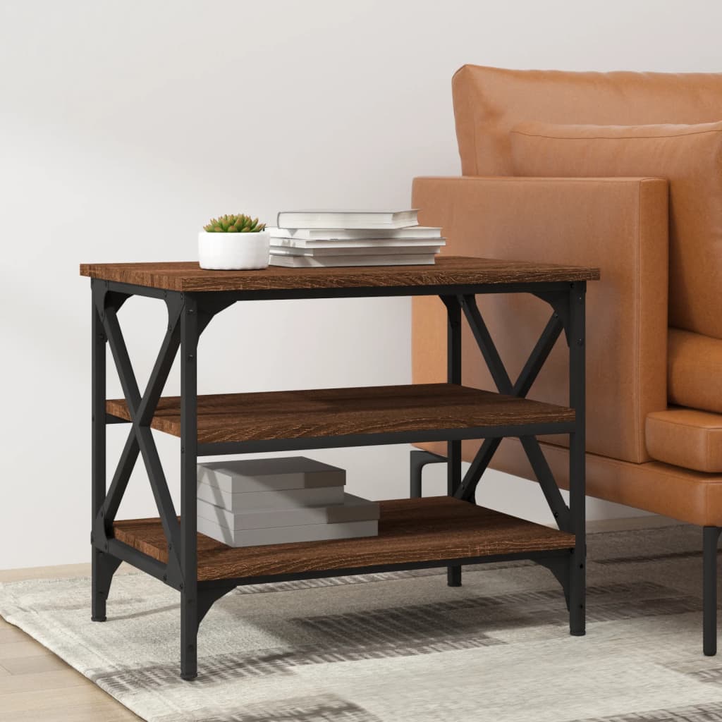 Sidebord Brun Eik 55X38X45 Cm Konstruert Tre