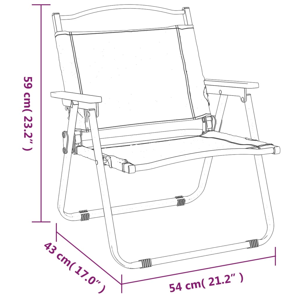 Campingstoler 2 Stk Svart 54X43X59 Cm Oxfordstoff