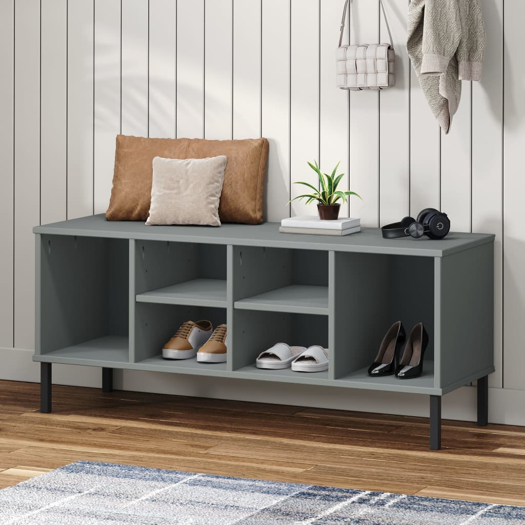 Skohylle Med Metallben Grå 106X35X45 Cm Heltre Oslo