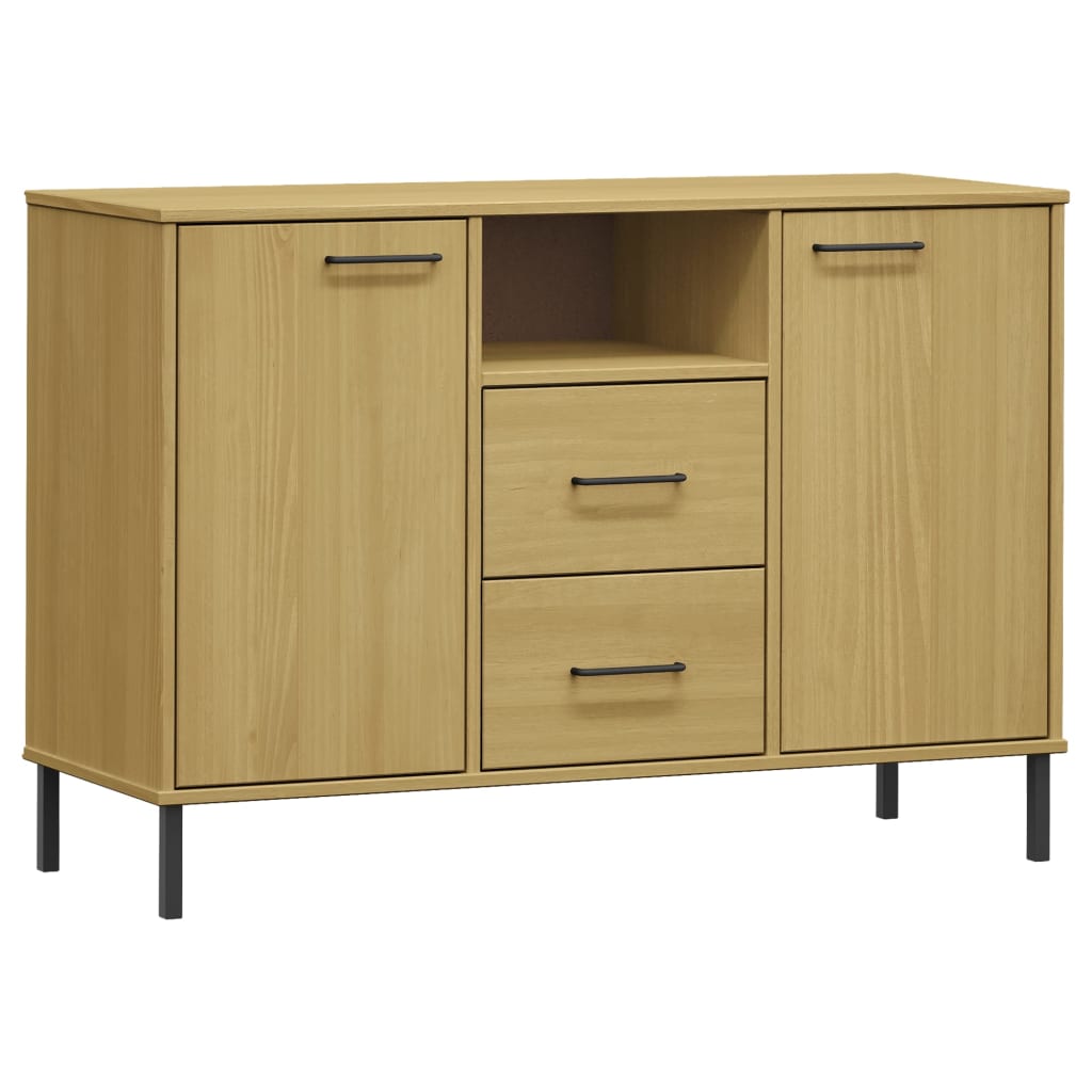 Skjenk Med Metallben Brun 113X40X77 Cm Heltre Oslo
