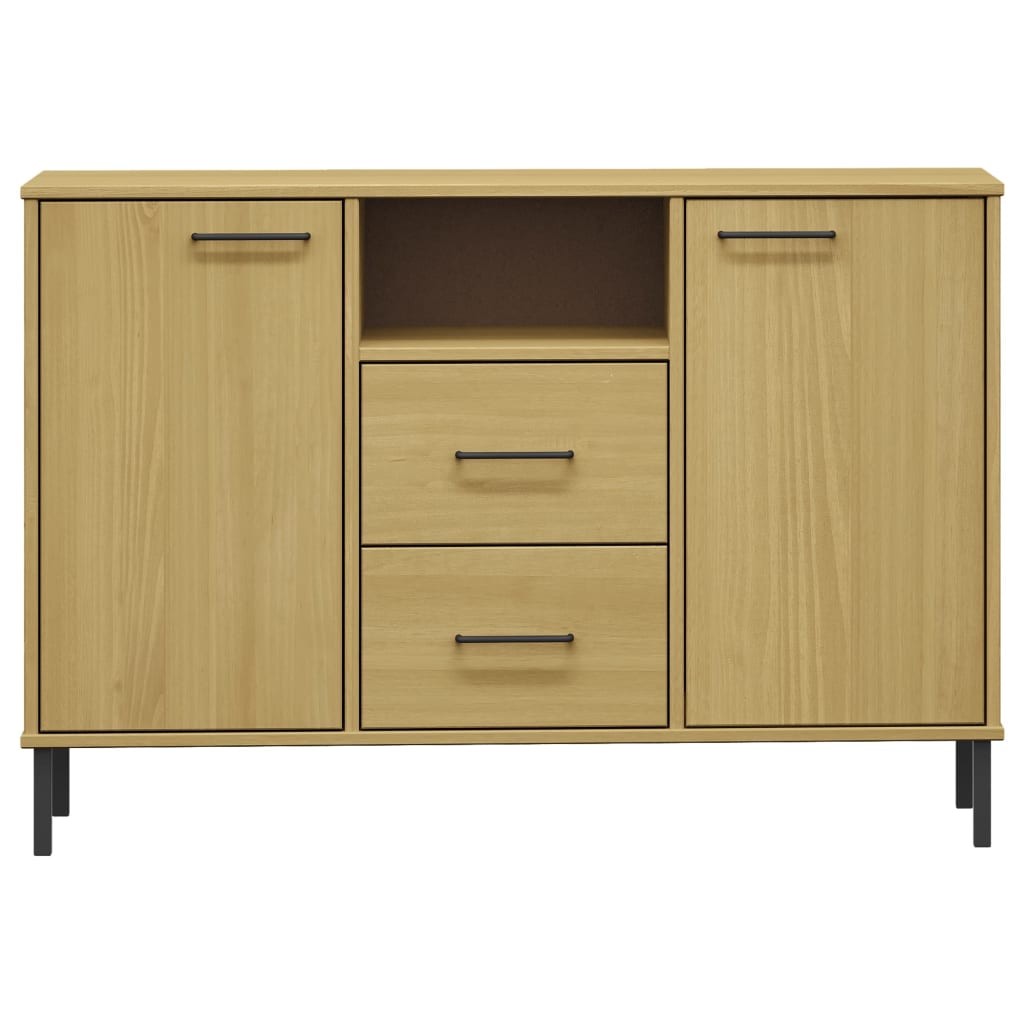 Skjenk Med Metallben Brun 113X40X77 Cm Heltre Oslo