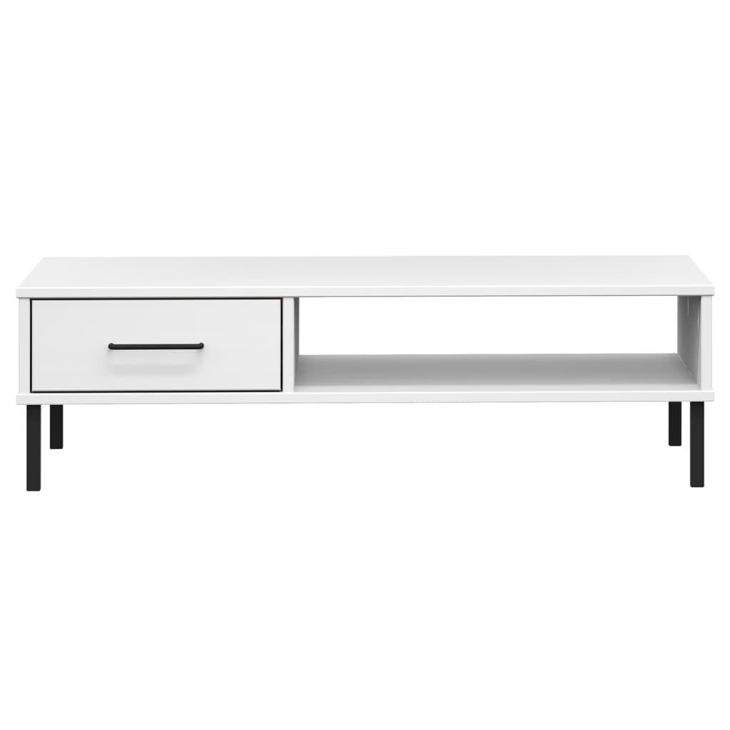 Salongbord Med Metallben Hvit Heltre Furu Oslo