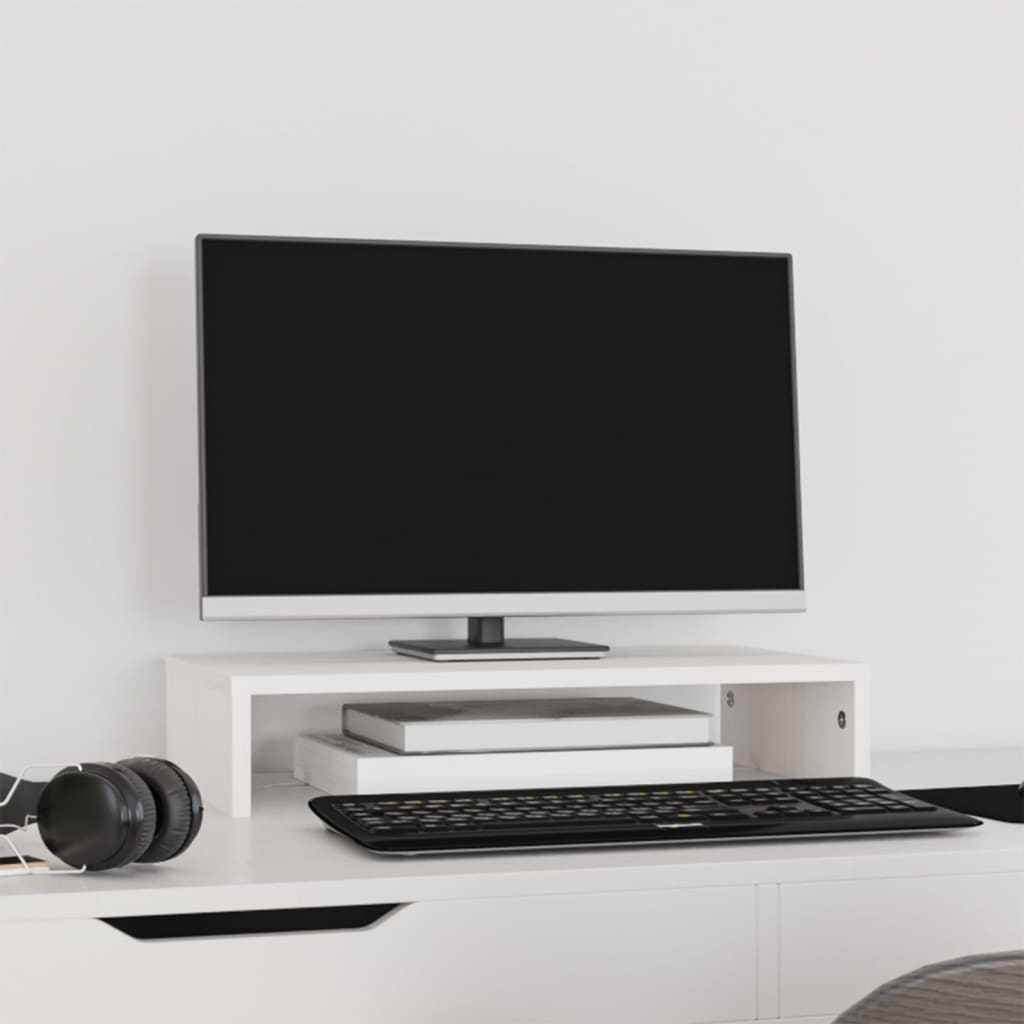 Monitorstativ Hvit 50X27X10 Cm Heltre Furu